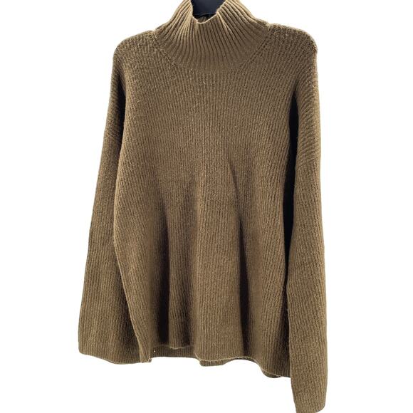 FRENCH CONNECTION sz M Orca Brown Funnel neck wool bell sleeve sweater NWT B110 - Picture 1 of 5